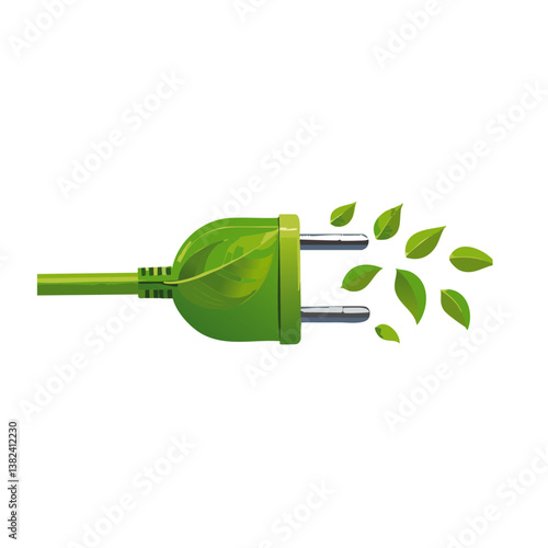 Obraz na płótnie Green eco plug with sheet vector isolated on transparent background icon design w salonie