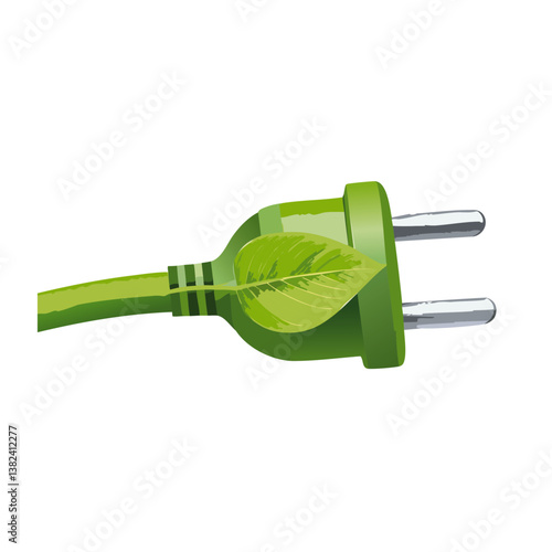 Obraz na płótnie Green eco plug with sheet vector isolated on transparent background icon design w salonie