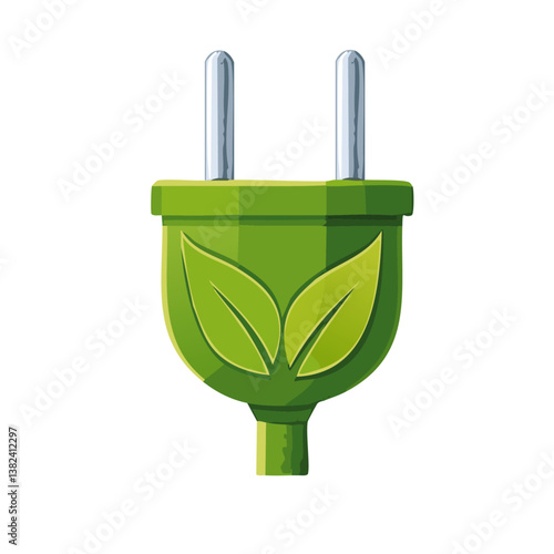 Obraz na płótnie Green eco plug with sheet vector isolated on transparent background icon design w salonie
