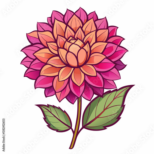vector illustration of pink dahlia