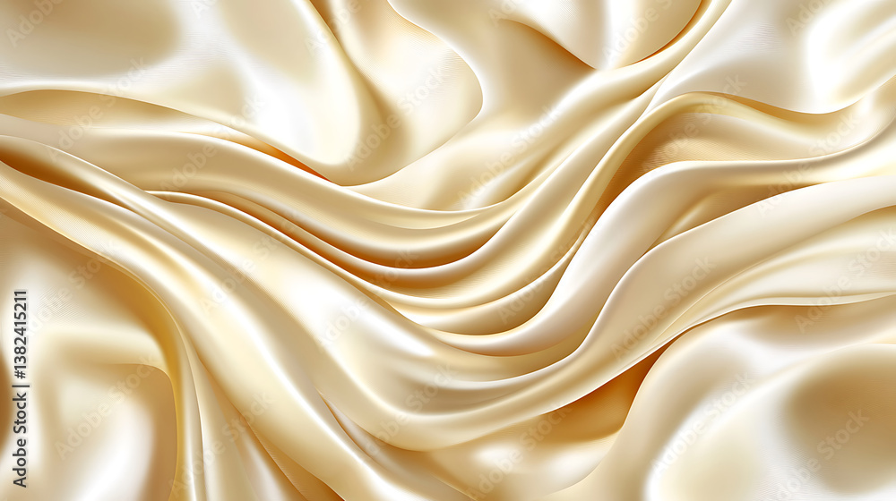 Fototapeta premium golden Silk Fabric with Elegant Drapes and Texture Background.