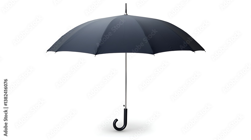 Open Black Umbrella Isolated on White Background Providing Rain Protection and Style. Open Black Umbrella Isolated on White Background Providing Rain Protection and Style.