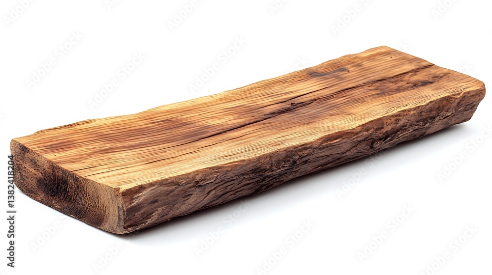 Rustic Wooden Log on White Background Showing Natural Grain Texture and Rough Edges Rustic Wooden Log on White Background Showing Natural Grain Texture and Rough Edges
