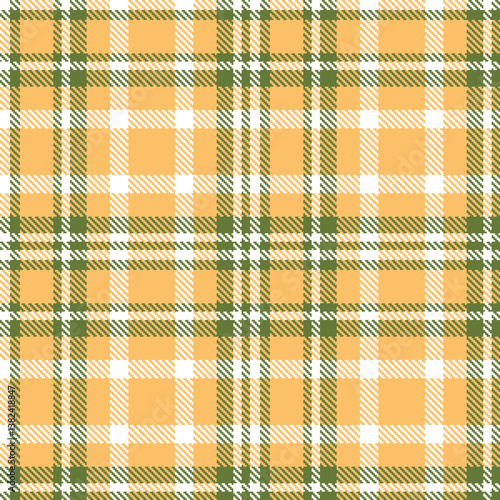 Dark white Seamless Tartan with Vivid military green accents Fabric Design