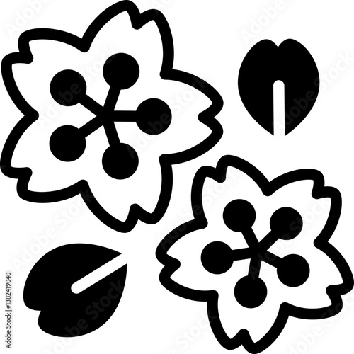 sakura solid line icon