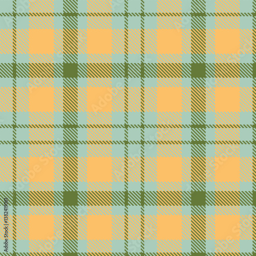 Traditional pale teal Seamless Tartan with Soft military green accents Fabric Design