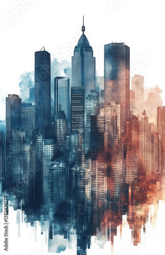 a transparent png image of a dense city skyline.