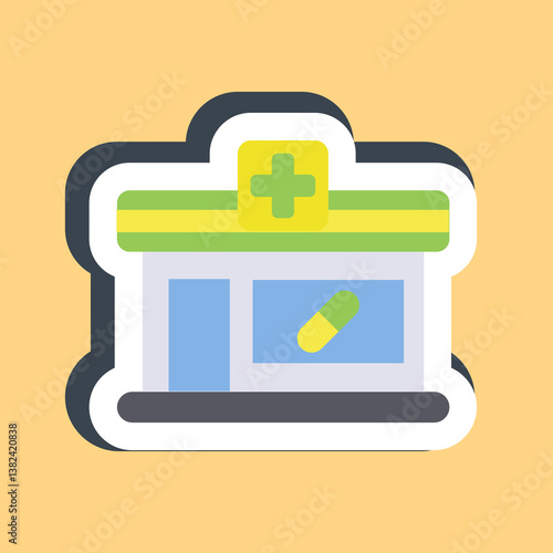 Sticker pharmacy. Building elements. Good for prints, web, posters, logo, site plan, map, infographics, etc.