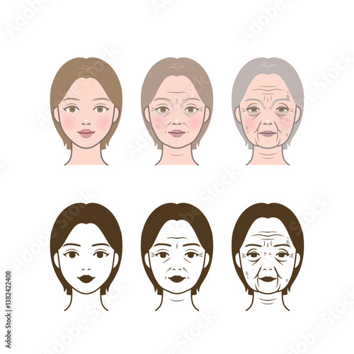 Cosmetic skin trouble_woman skin aging process_wrinkles