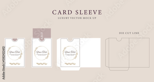 Luxury Business Card or Wedding Card sleeve die cut and mock up template. Envelopes mockup front and back view.
