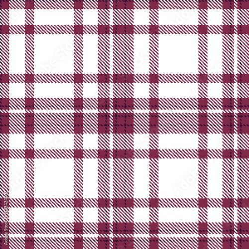 Pale merlot Seamless Tartan with Vivid white accents Fabric Design