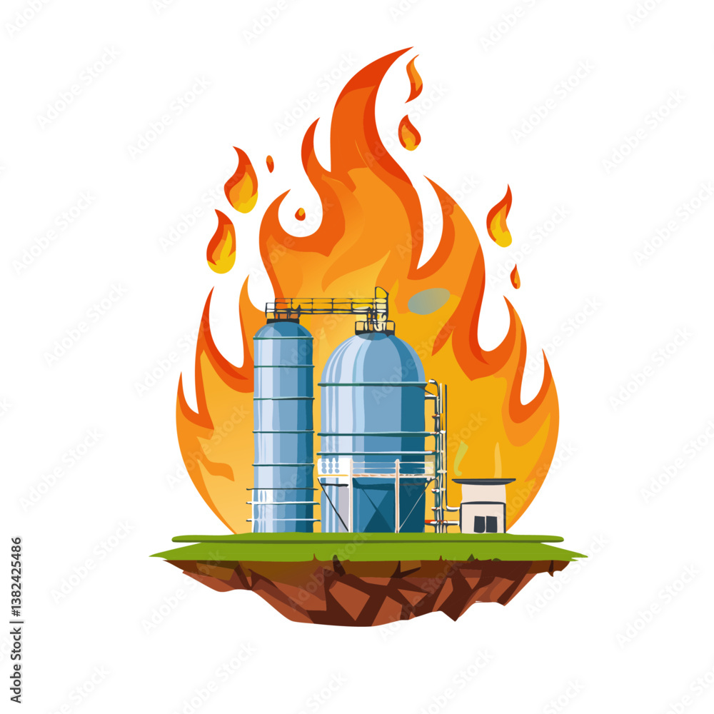 biogas vector flame industry factory icon design