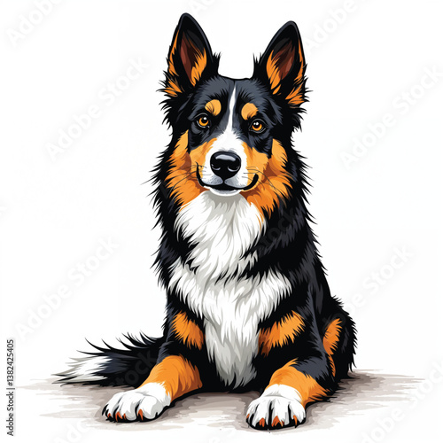 Adorable Cartoon Australian Kelpie Puppy Vector Illustration
