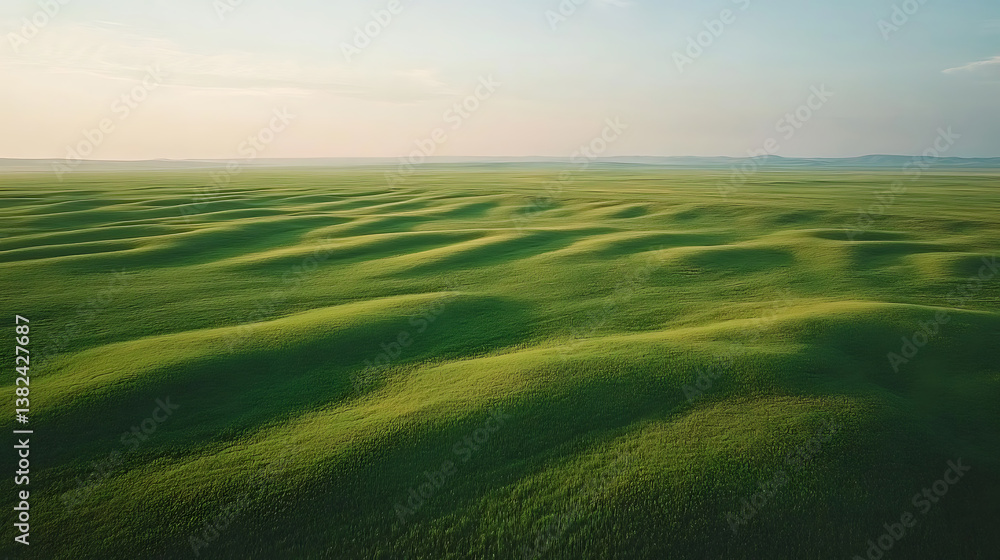 Obraz premium Rolling Green Field Under a Peaceful Sky