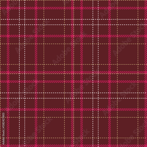 Plaid pattern seamless. Cool burgundy & Bright sandstone Tartan Fabric Design. 