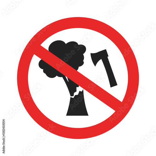 Isolated illustration silhouette don't cut down trees sign