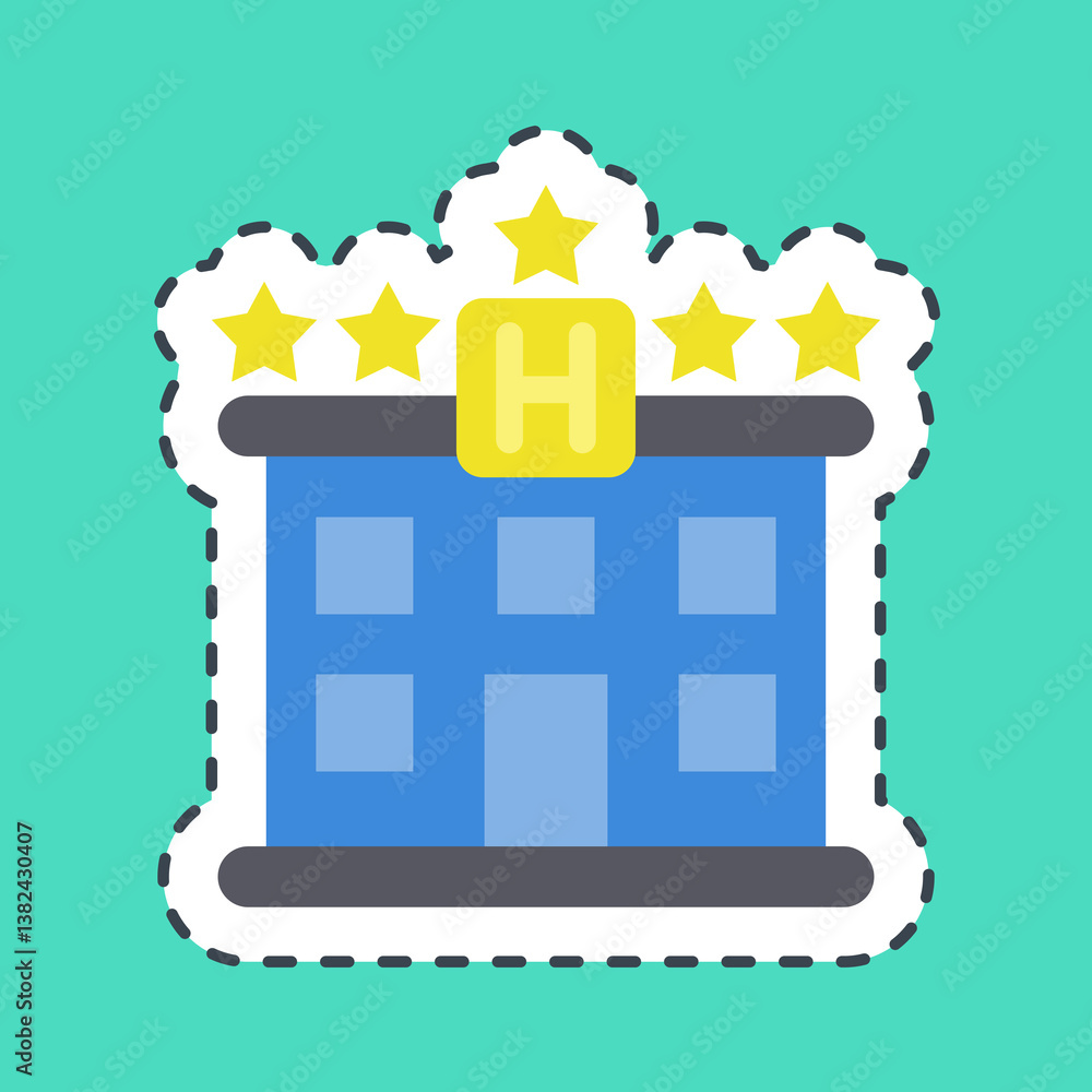 Sticker line cut hotel. Building elements. Good for prints, web, posters, logo, site plan, map, infographics, etc. Sticker line cut hotel. Building elements. Good for prints, web, posters, logo, site plan, map, infographics, etc.