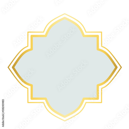 Golden Islamic Label Frame, Blank Banner with Gold Border 