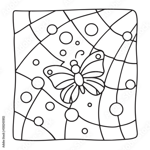 Comfy patterns coloring page, bold and easy coloring book page, patterns, mandala, flowers, floral, animals, vector illustration, line art, black and white, victor art, illustration