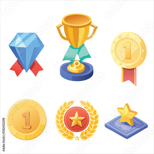 Professional Vector Set of Badges and Awards for Achievements Recognition and Rewards in High Quality

