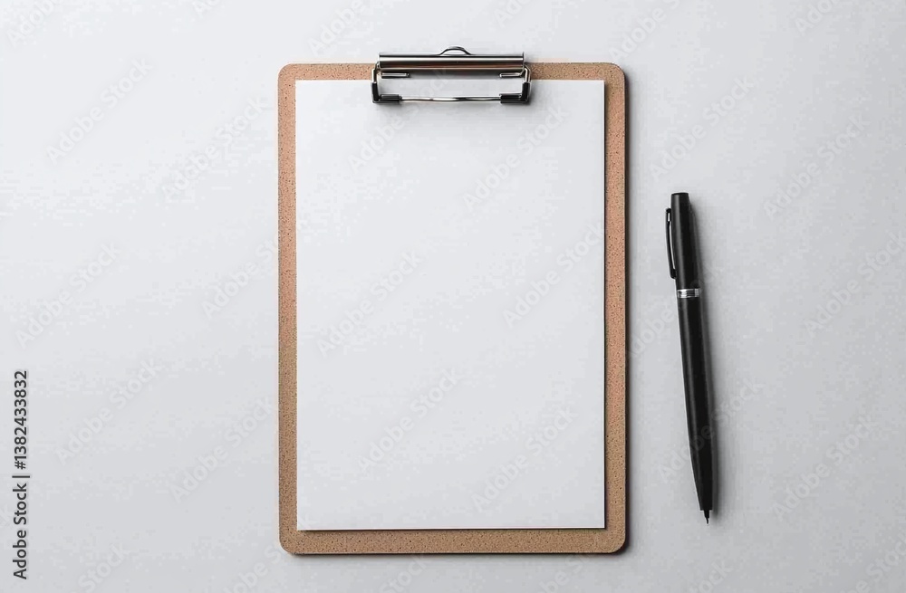 Blank Clipboard with Cork Frame and Black Pen on White Background Office Supplies Mockup Blank Clipboard with Cork Frame and Black Pen on White Background Office Supplies Mockup