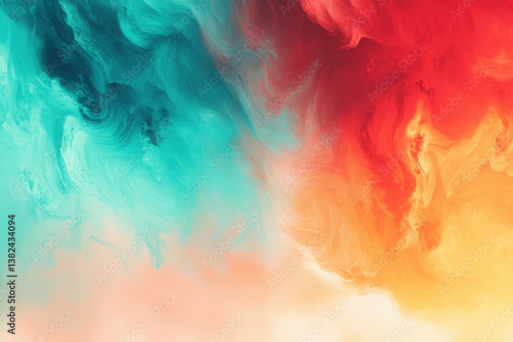 A vibrant collision of cool teal and warm fiery orange hues swirling together in an abstract dance of color and energy, creating a breathtaking visual symphony. A vibrant collision of cool teal and warm fiery orange hues swirling together in an abstract dance of color and energy, creating a breathtaking visual symphony.