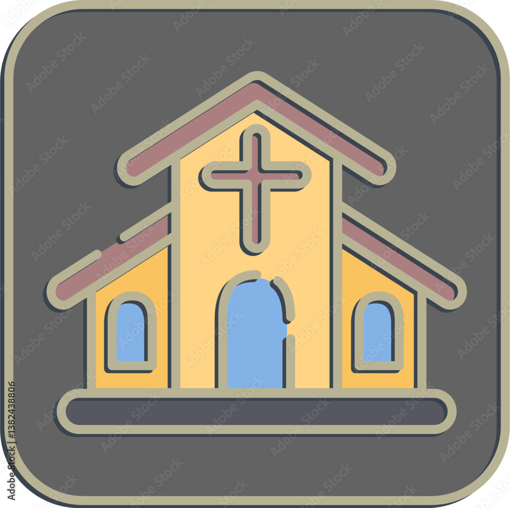 Icon chruch. Building elements. Icons in embossed style. Good for prints, web, posters, logo, site plan, map, infographics, etc. Icon chruch. Building elements. Icons in embossed style. Good for prints, web, posters, logo, site plan, map, infographics, etc.