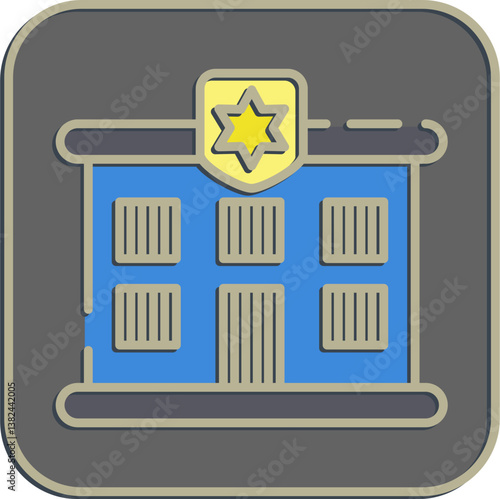 Icon prison. Building elements. Icons in embossed style. Good for prints, web, posters, logo, site plan, map, infographics, etc.