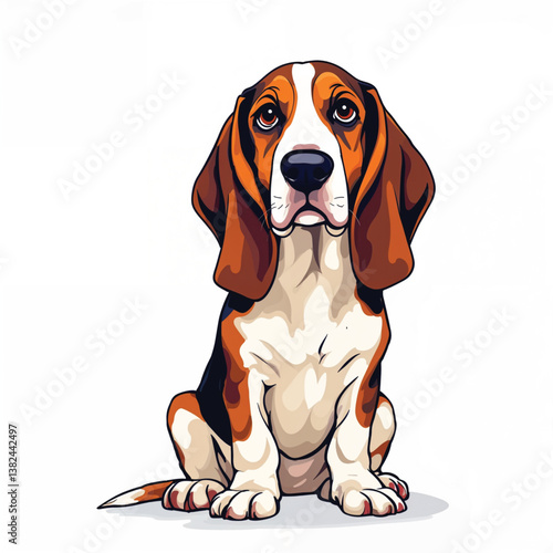 Adorable Cartoon Basset Hound Puppy Vector Illustration
