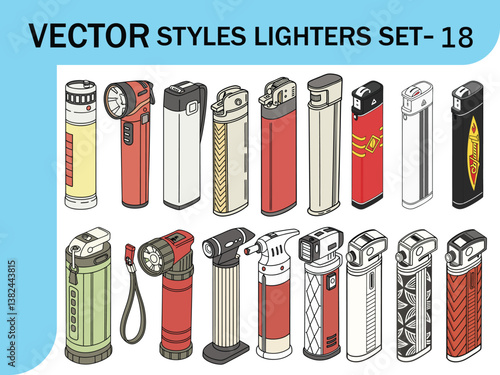 Flame Culture: A Tribute to Lighter Art. vector lighters icon set-18.
