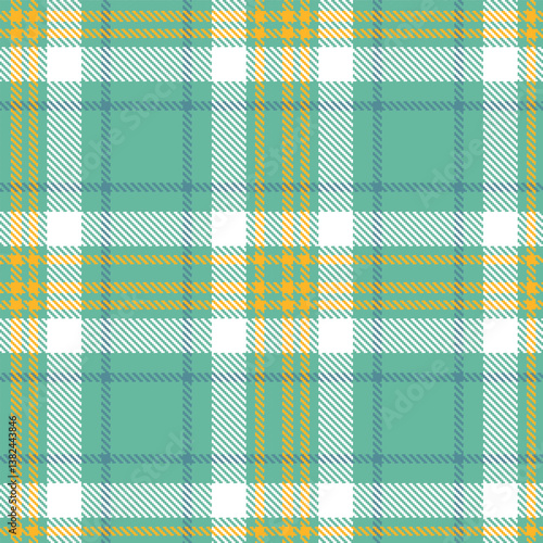 Elegant Smoky pale teal & Dusty amber Seamless Tartan Fabric Design