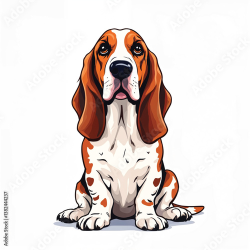 Adorable Cartoon Basset Hound Puppy Vector Illustration