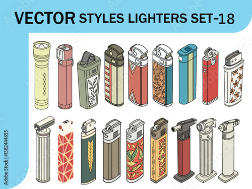 Sparked Inspiration: Torch Design Aesthetics. vector lighters icon set-18.