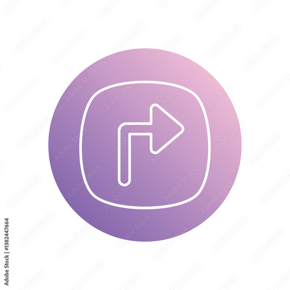 Turn Right icon isolated on a white background. Vector illustration. Turn Right icon isolated on a white background. Vector illustration.