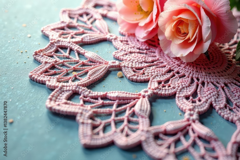 Obraz premium Intricate floral pattern lace doily, delicate texture , pattern, craft