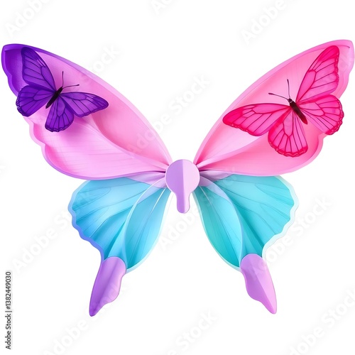 Pastel Butterfly Wings With Purple And Pink Butterflies