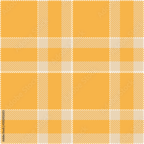 Metallic white and Vibrant butterscotch Seamless Tartan Fabric Design
