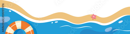 Summer beach wave background border design, PNG file