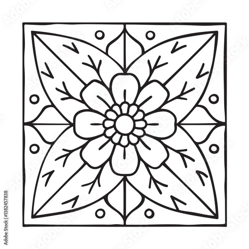 Comfy patterns coloring page, bold and easy coloring book page, patterns, mandala, flowers, floral, animals, vector illustration, line art, black and white, victor art, illustration