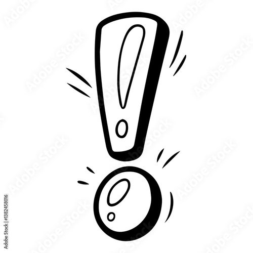 Bold Comic Exclamation Mark, Icon with Energetic Lines