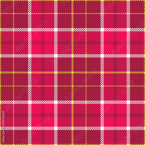 Plaid pattern seamless. Classic cranberry & Sandy sickly yellow Tartan Fabric Design. 