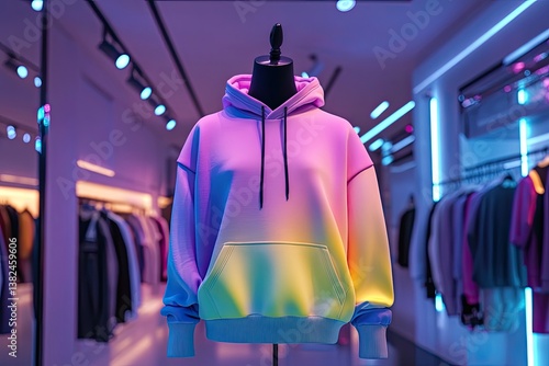 Fashionable hoodie displayed in store