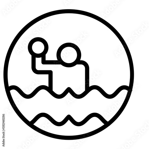 Water Polo Vector Line Icon Design