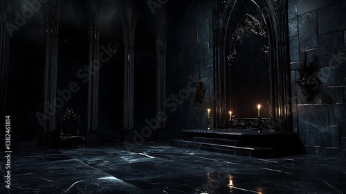 Dark Gothic Cathedral Interior with Candles