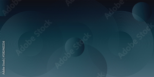 Abstract blue glowing geometric lines on dark blue background. Modern shiny blue circle lines pattern. Futuristic technology concept. Suit for cover, poster, banner, brochure, header, website
