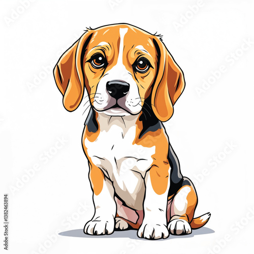 Adorable Cartoon Beagle Puppy Vector Illustration