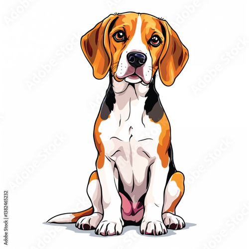 Adorable Cartoon Beagle Puppy Vector Illustration