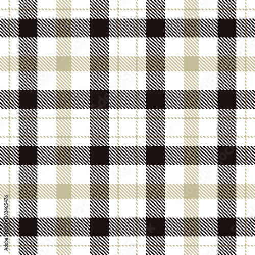 Elegant Traditional white & Rich putty Seamless Tartan Fabric Design