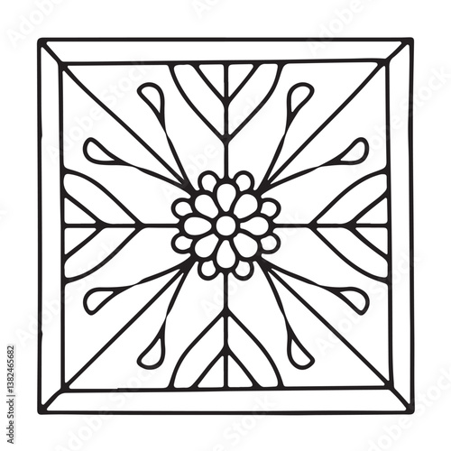 Comfy patterns coloring page, bold and easy coloring book page, patterns, mandala, flowers, floral, animals, vector illustration, line art, black and white, victor art, illustration