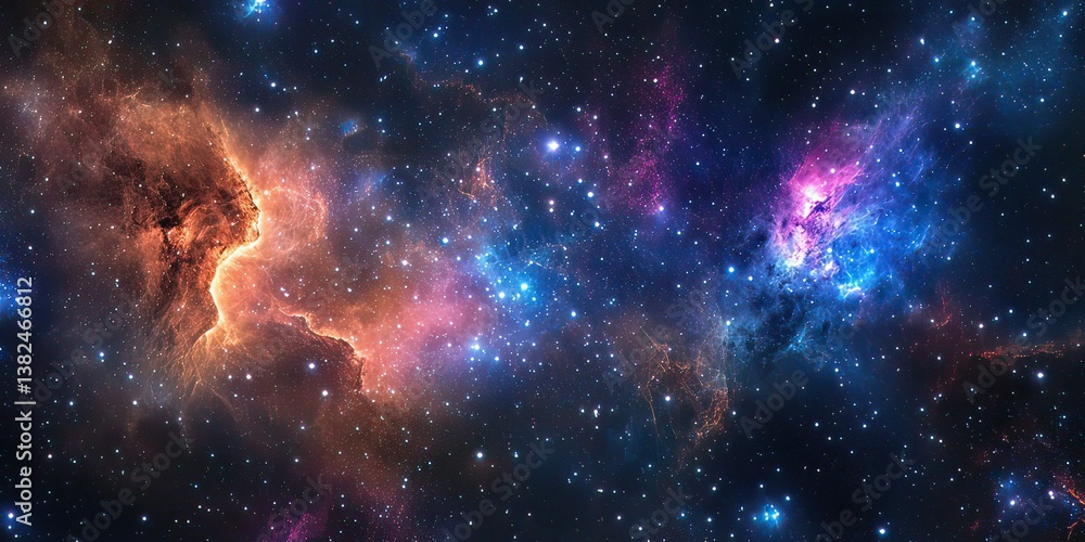 Fototapeta premium Majestic Cosmic Canvas: A Stunning Depiction of Nebula Formation and Stellar Dust